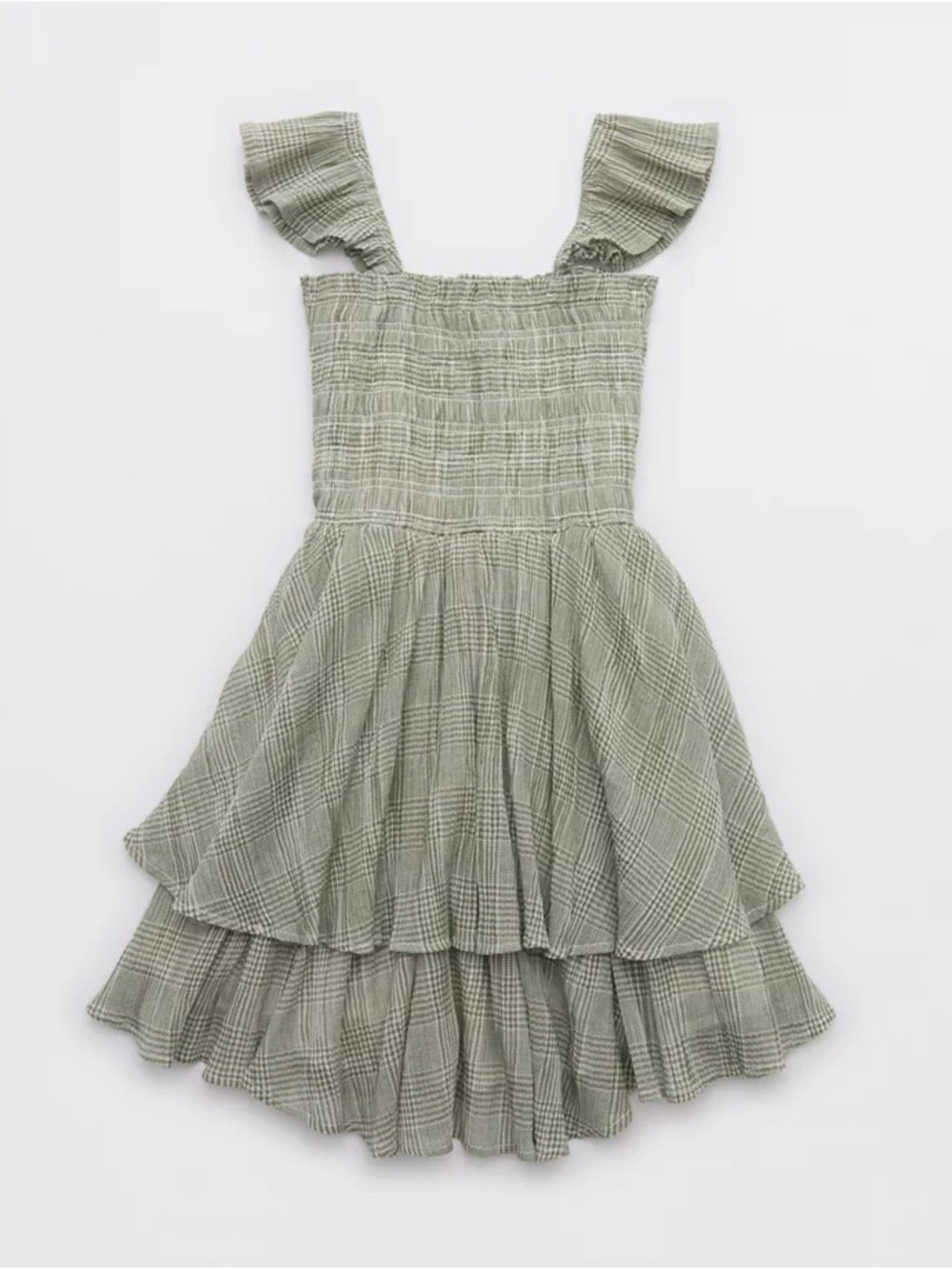 NWT Aerie Sage Green Smocked Ruffle Mini Dress - Picture 4 of 4